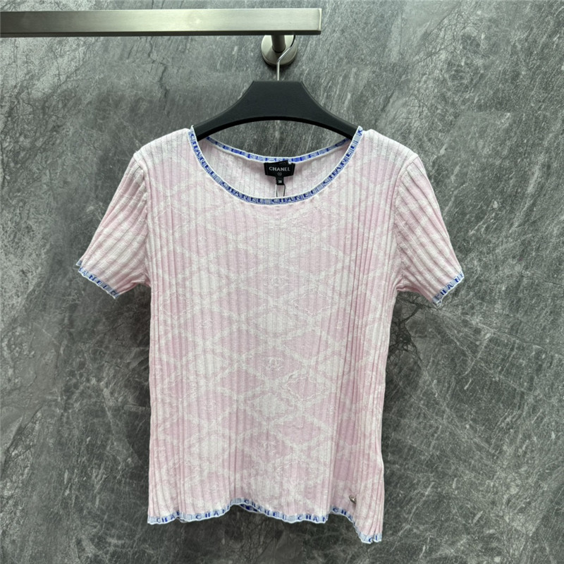 Chanel logo knitted crew neck short-sleeved top