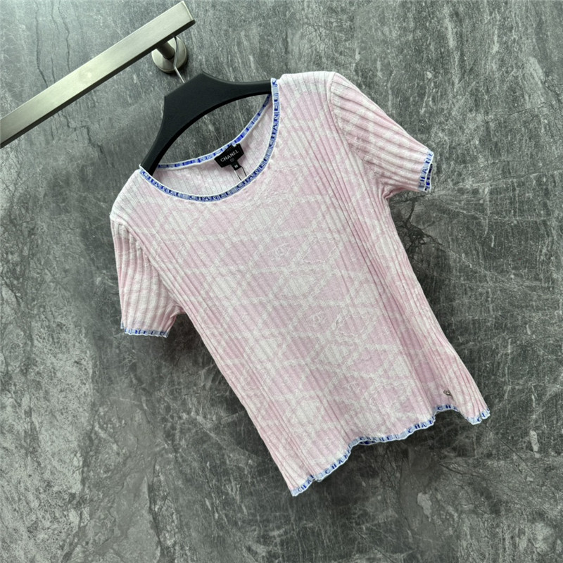 Ch**el logo knitted crew neck short-sleeved top