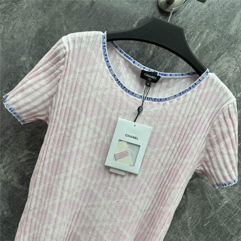 Ch**el logo knitted crew neck short-sleeved top