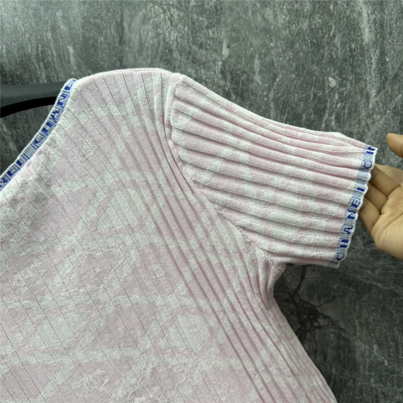 Ch**el logo knitted crew neck short-sleeved top