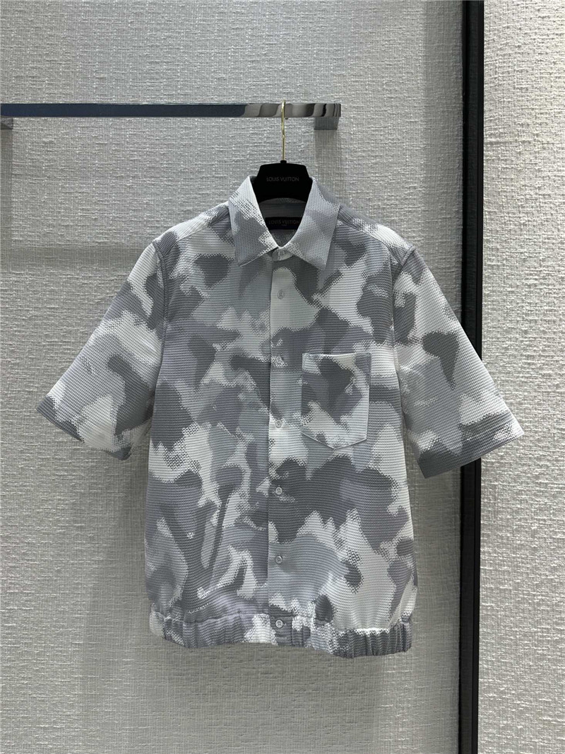 louis vuitton LV printed honeycomb texture short-sleeved shirt