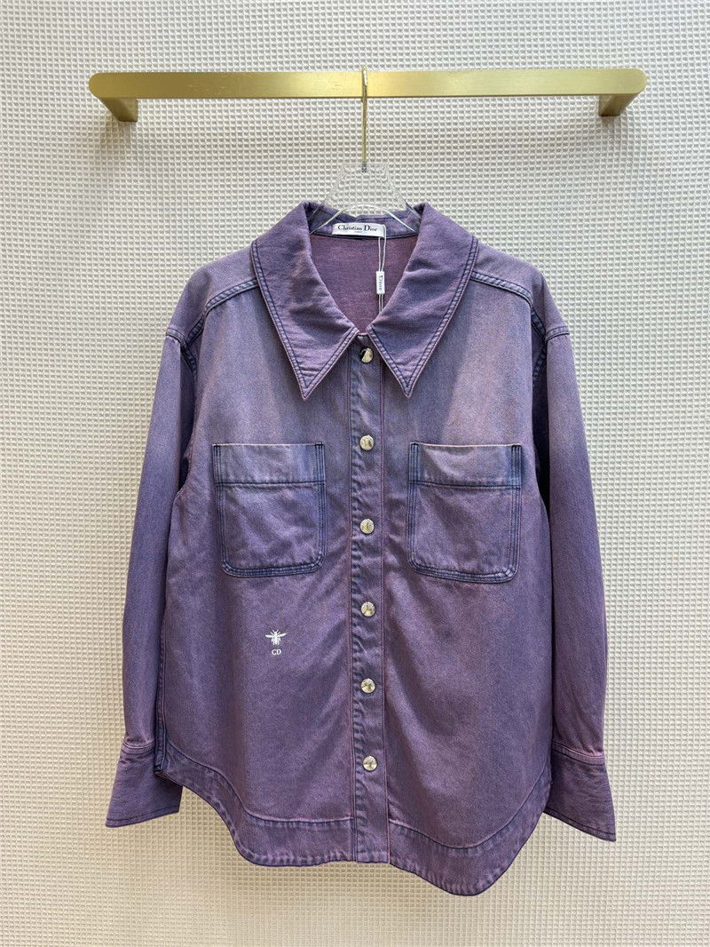 dior stylish pink and purple denim shirt