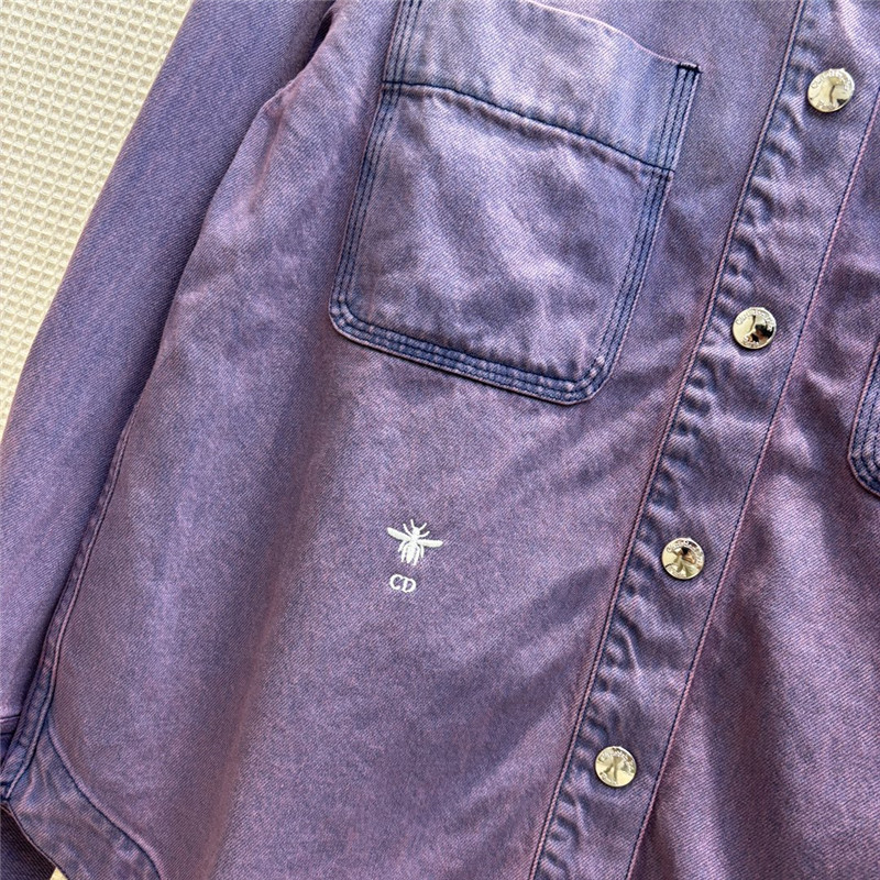 dior stylish pink and purple denim shirt