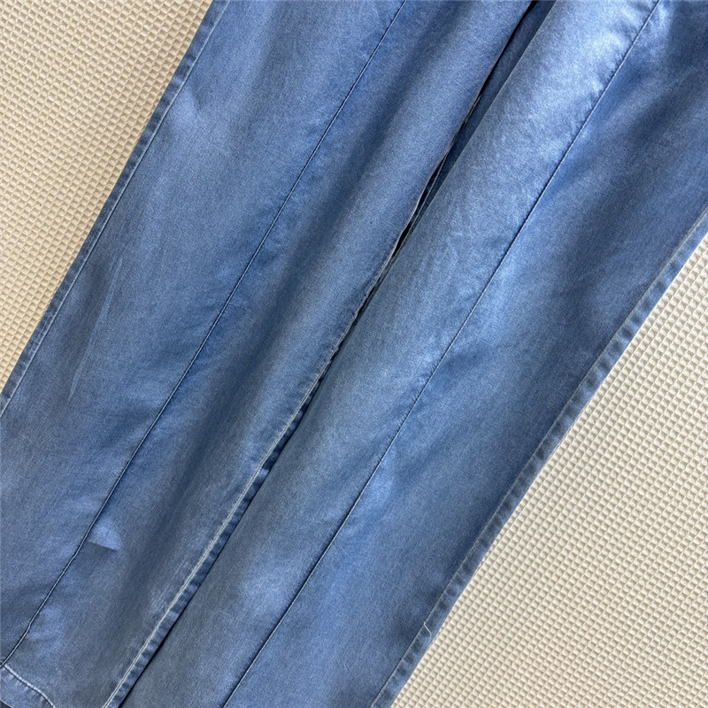 Pra*a new contrast color drawstring elastic waist tencel jeans