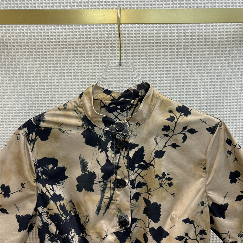 D10r french black floral print half-buttoned short-sleeved dress