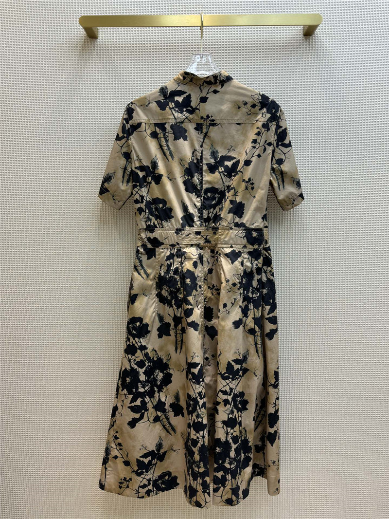 D10r french black floral print half-buttoned short-sleeved dress