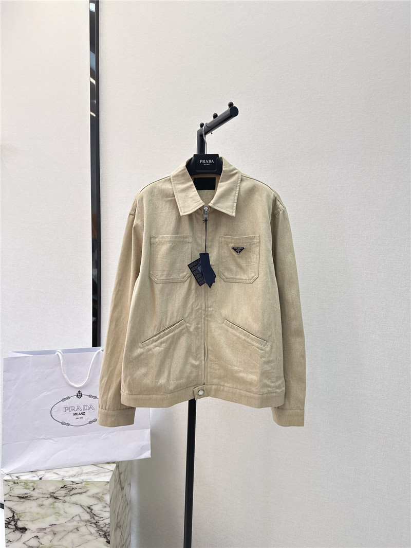 prada new lapel triangle logo denim jacket