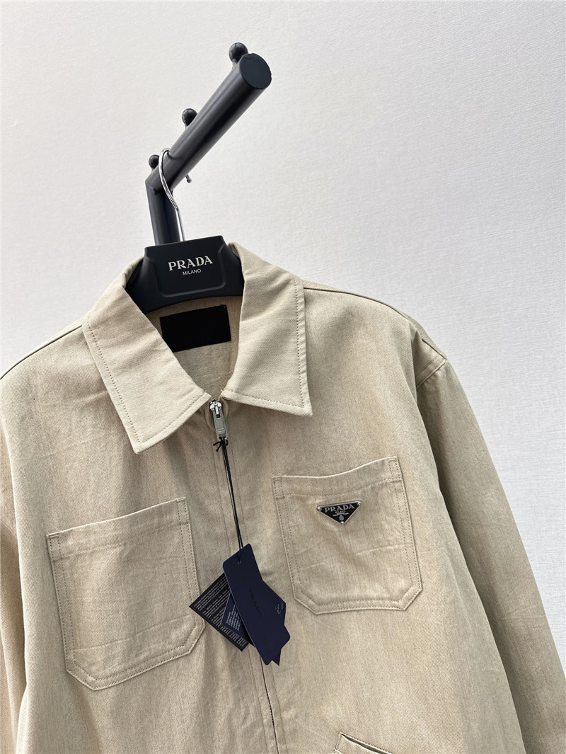 Pra*a new lapel triangle logo denim jacket