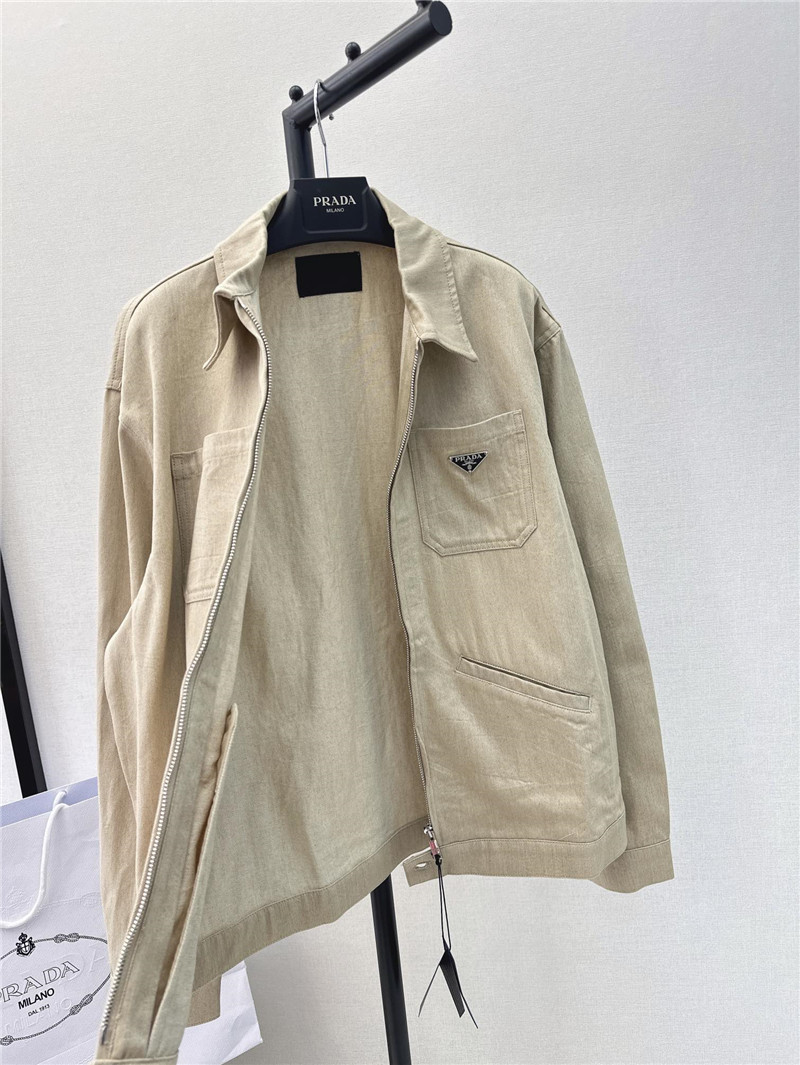 Pra*a new lapel triangle logo denim jacket