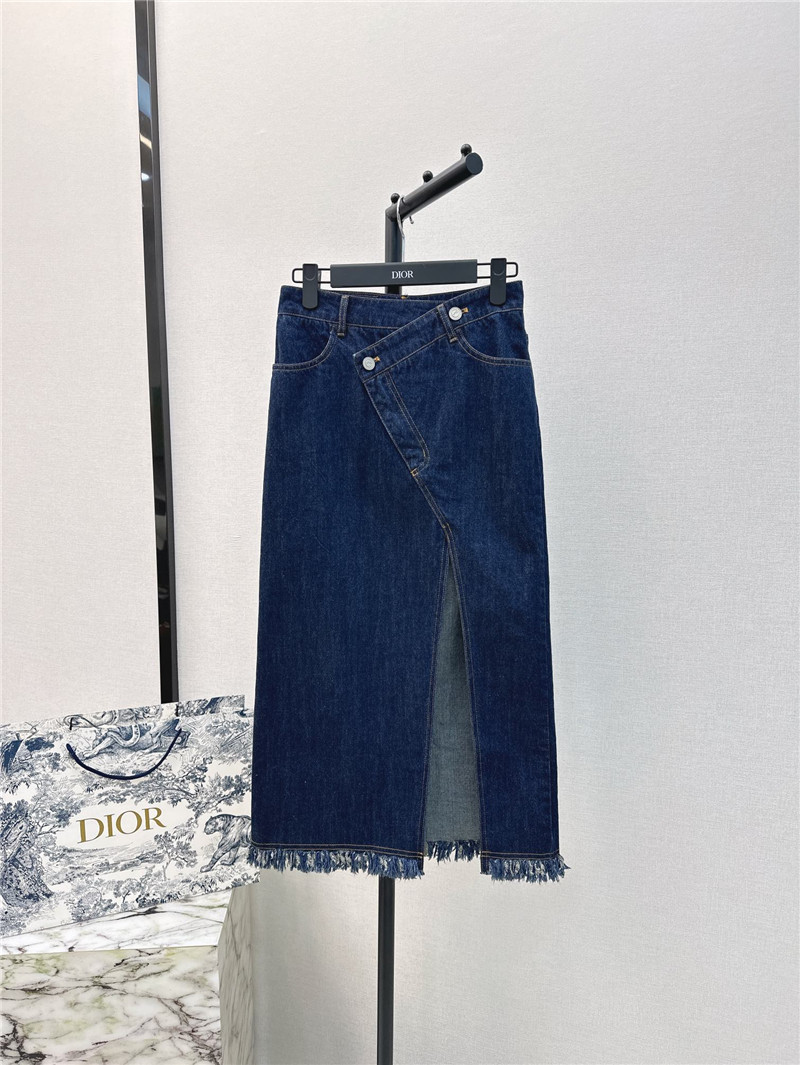 D10r new irregular piece cut denim skirt with slit design