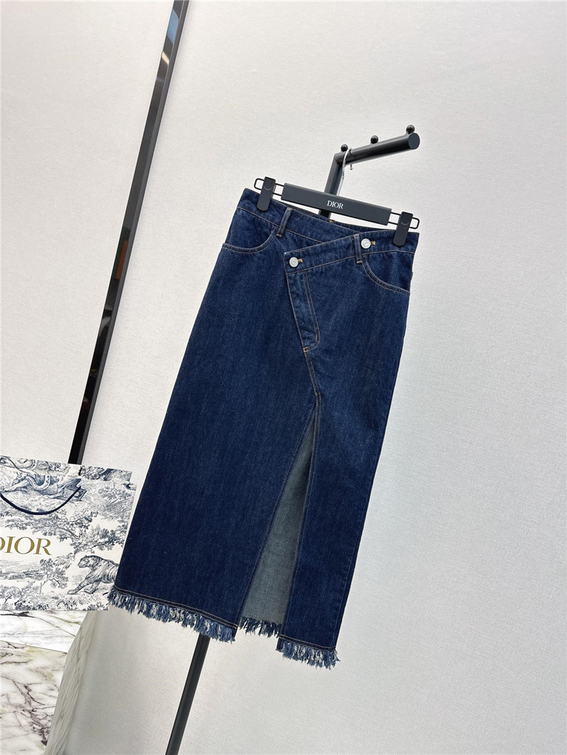 D10r new irregular piece cut denim skirt with slit design