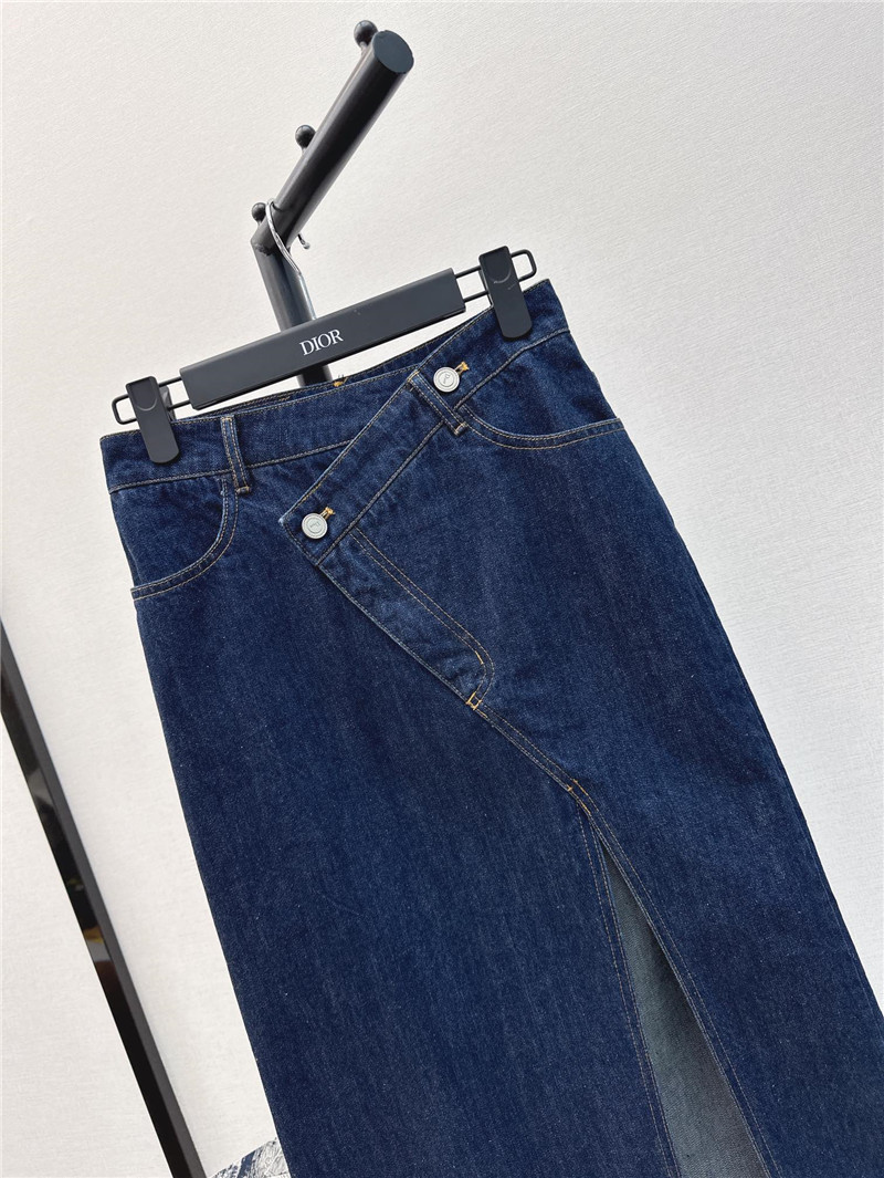 D10r new irregular piece cut denim skirt with slit design