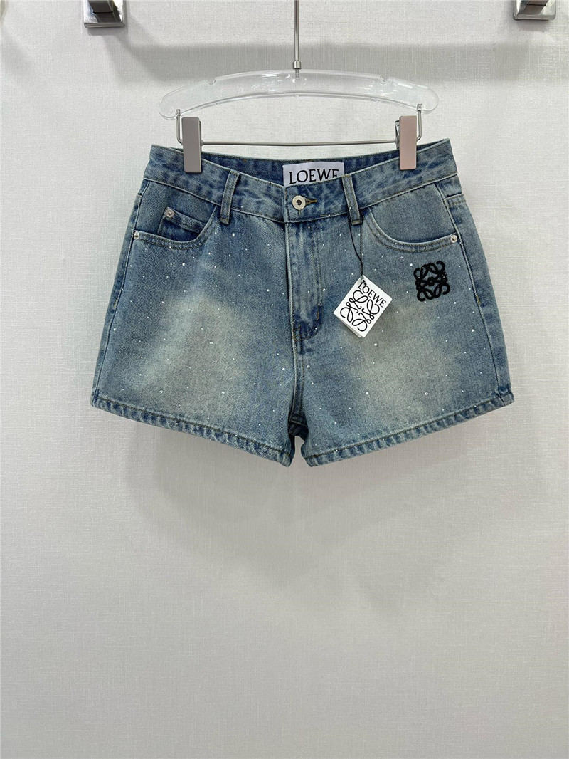 loewe embroidered logo denim shorts
