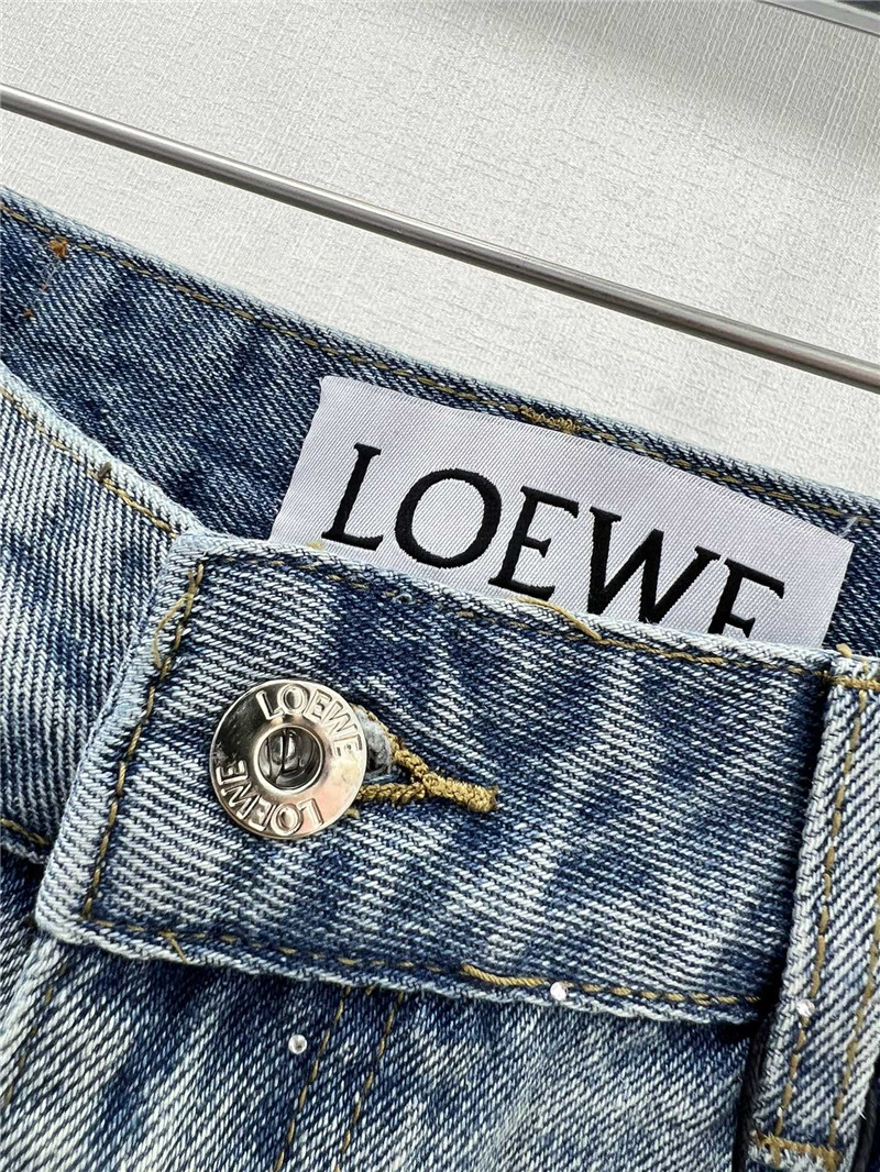 loewe embroidered logo denim shorts