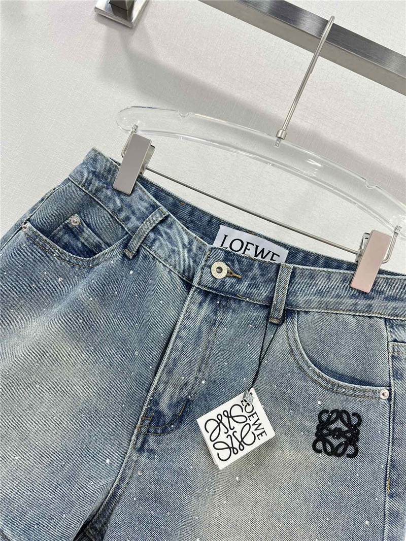 loewe embroidered logo denim shorts