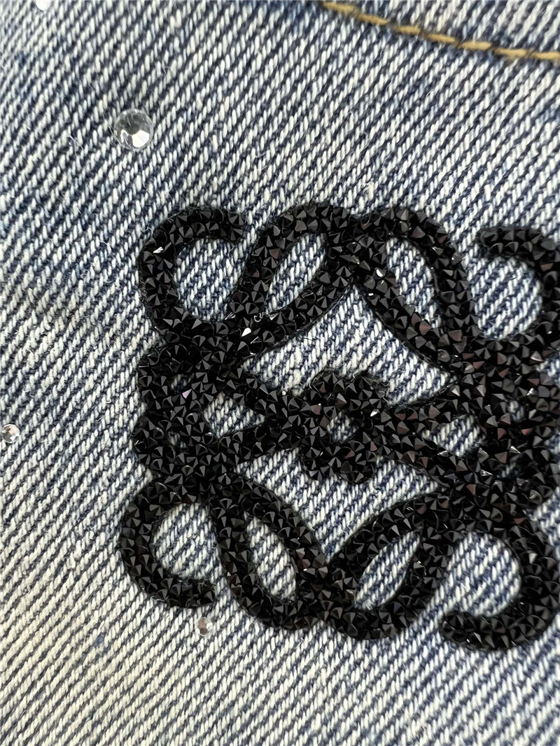 loewe embroidered logo denim shorts