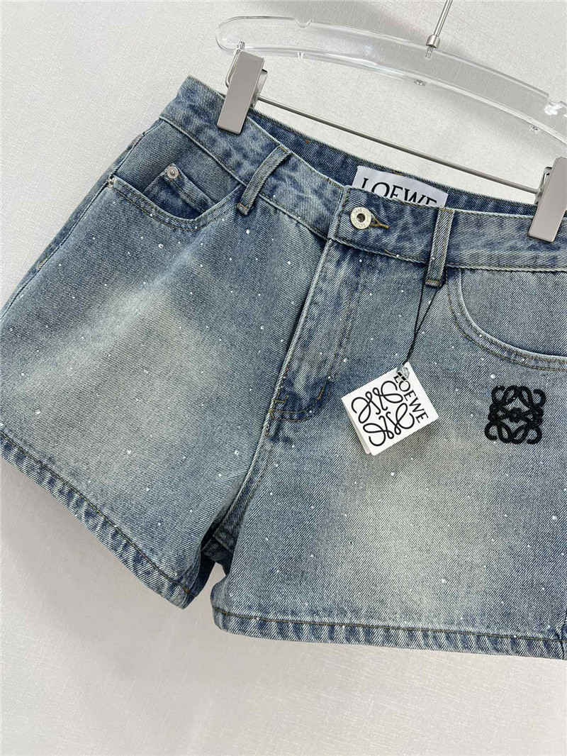 loewe embroidered logo denim shorts