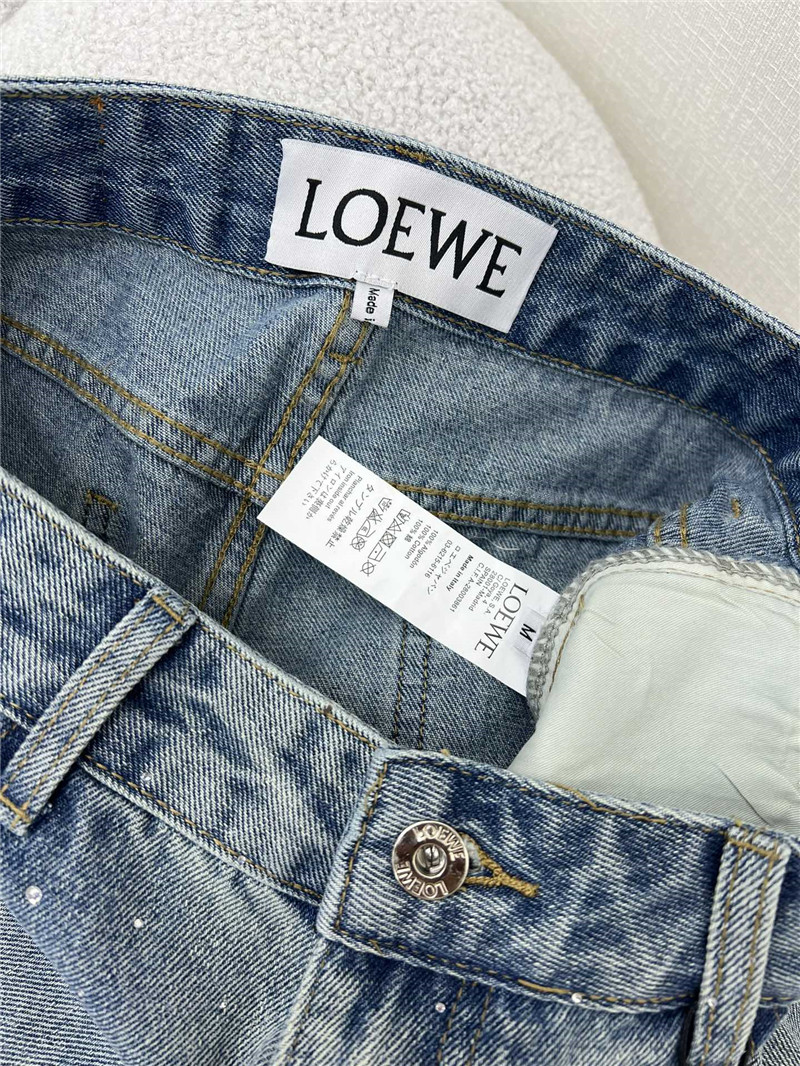 loewe embroidered logo denim shorts