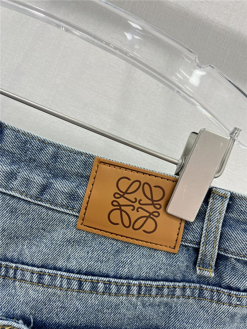 loewe embroidered logo denim shorts