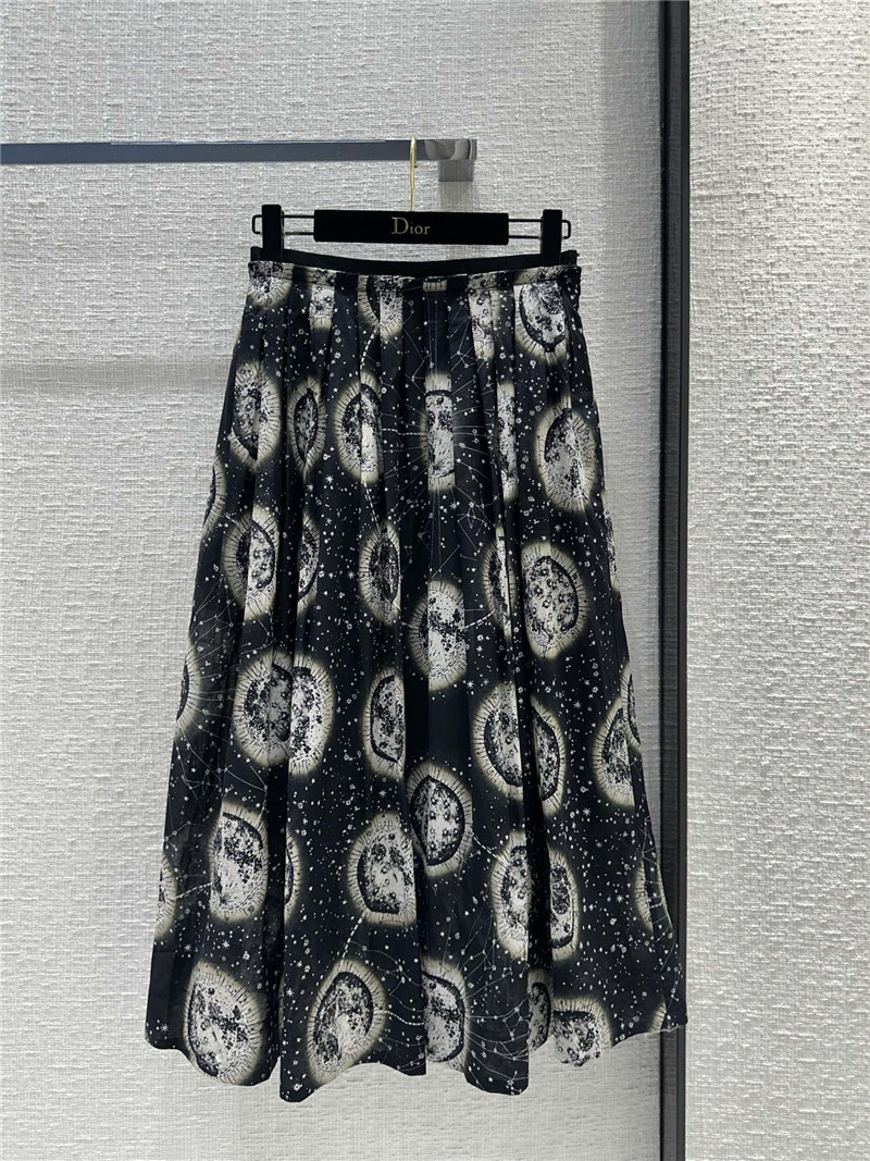 dior constellation cosmic print long skirt