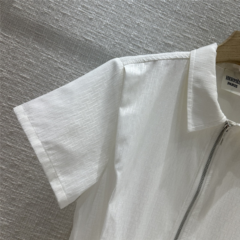 H**me5 h dark jacquard small lapel zipper dress