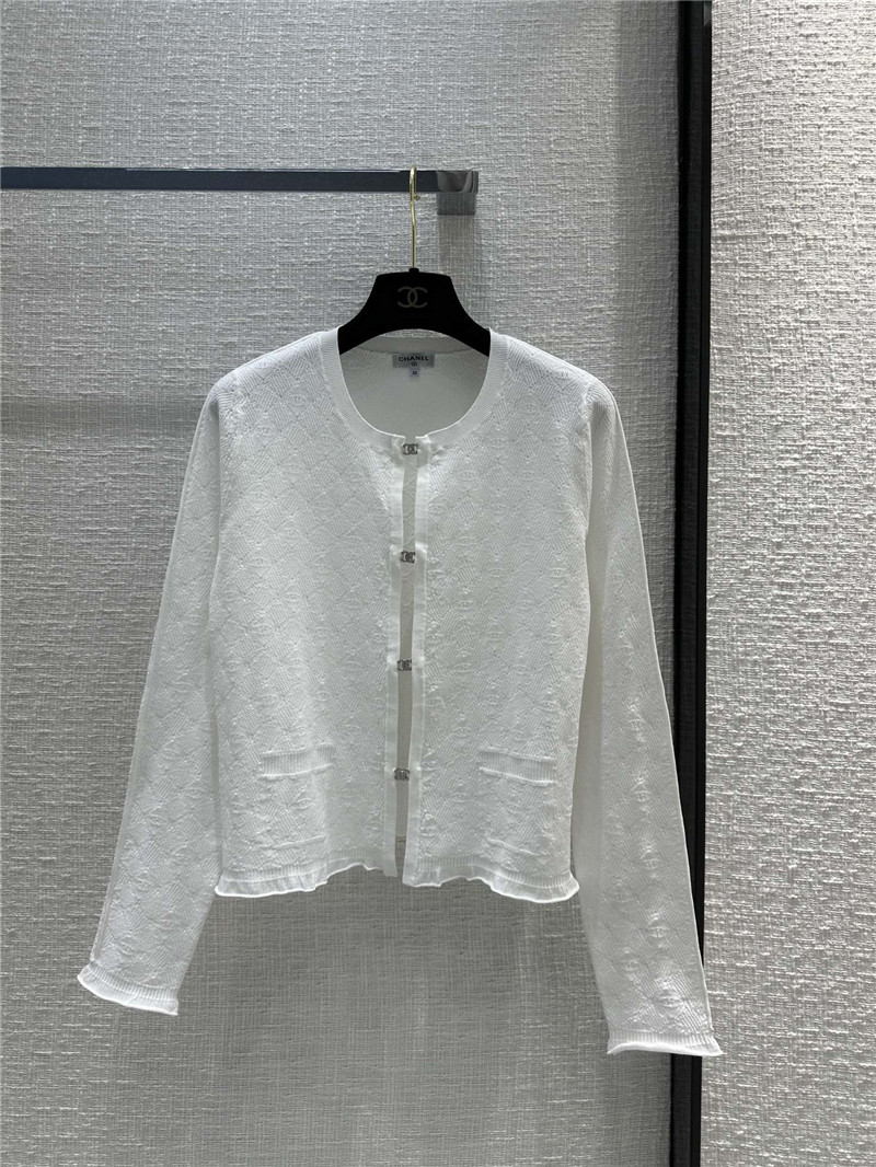Chanel Logo Jacquard Thin Knitted Cardigan