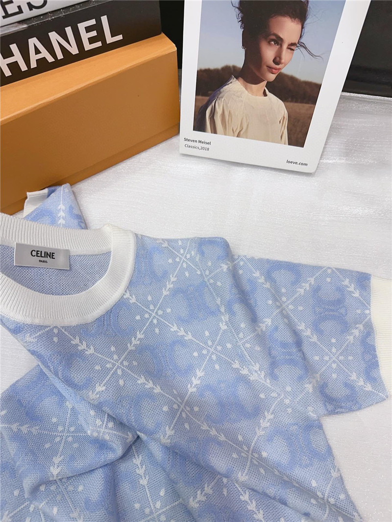 Ce1i*e round neck short sleeve knitted top