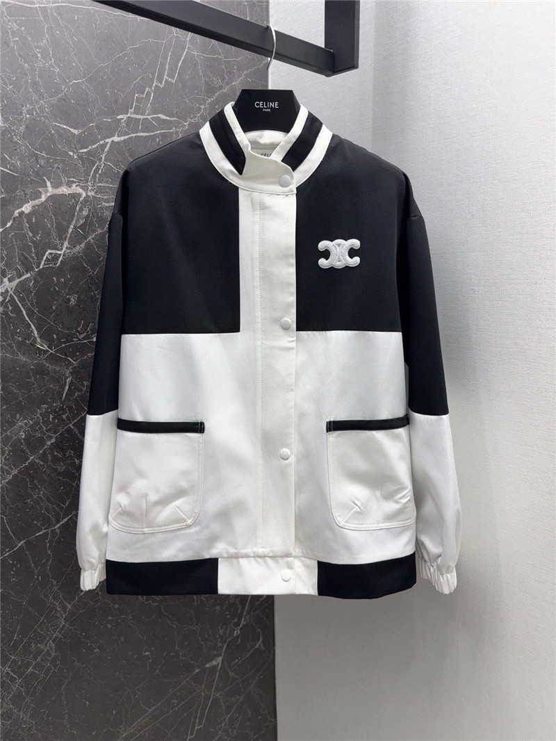 celine logo embroidered stand collar jacket