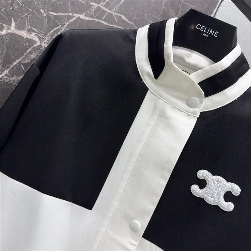 celine logo embroidered stand collar jacket