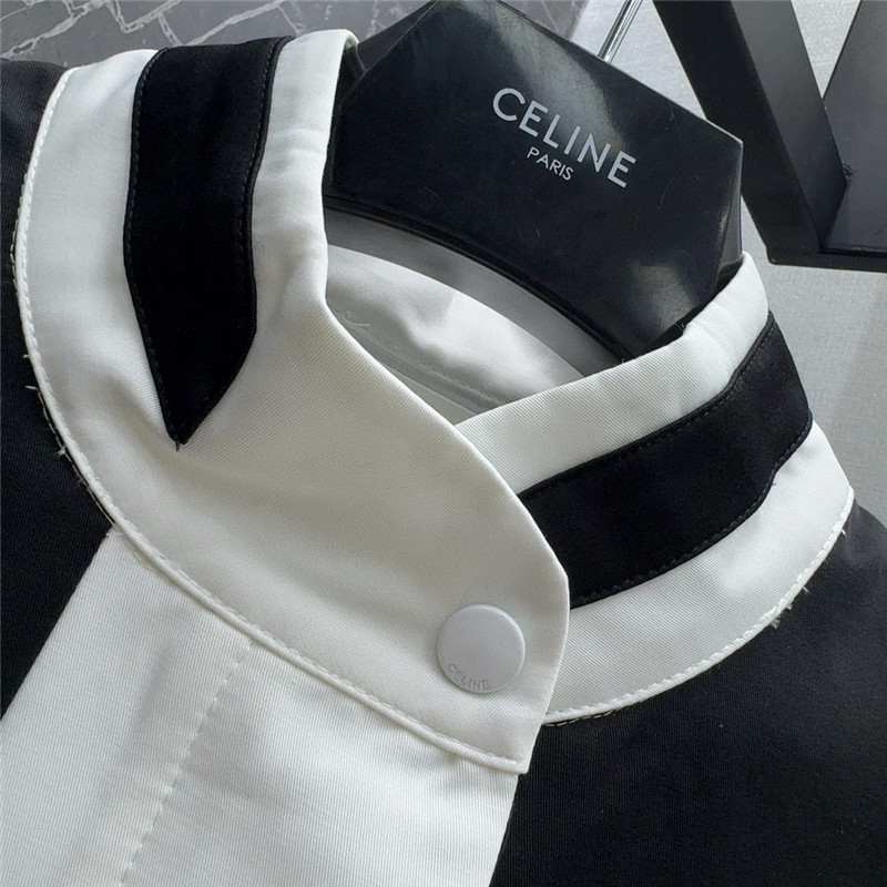 celine logo embroidered stand collar jacket