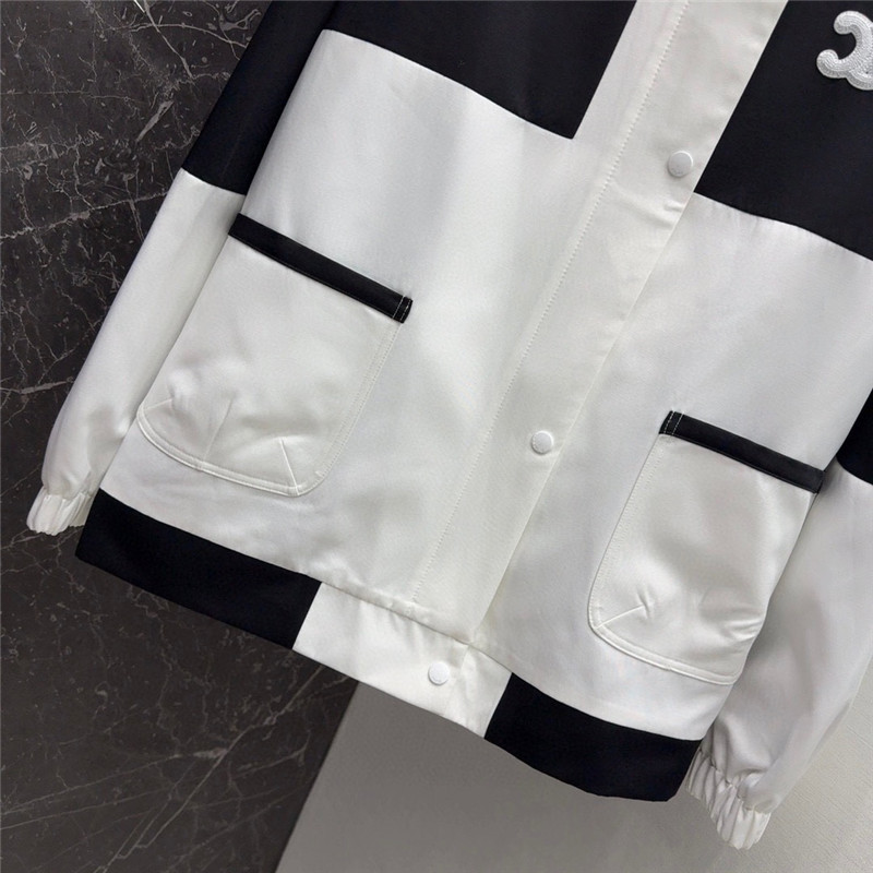celine logo embroidered stand collar jacket