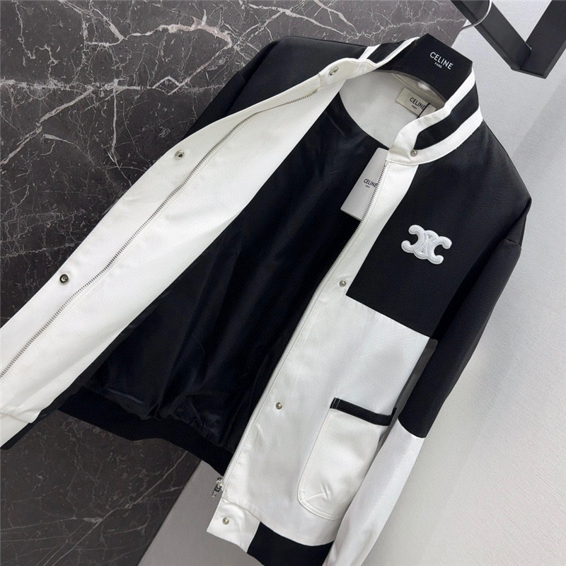 celine logo embroidered stand collar jacket