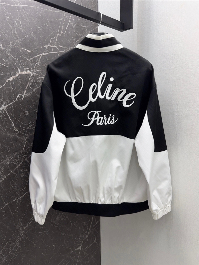 celine logo embroidered stand collar jacket