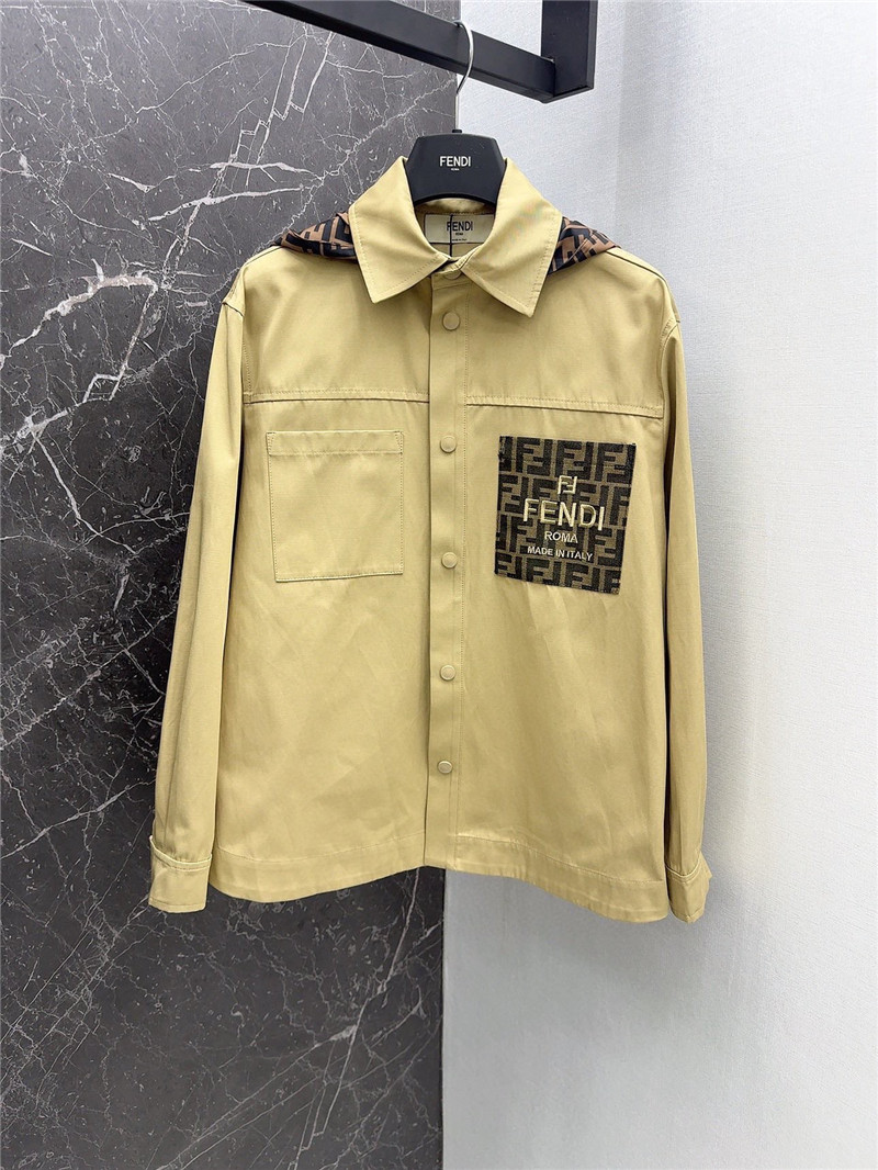 fendi Maillard patchwork double F hooded shirt jacket