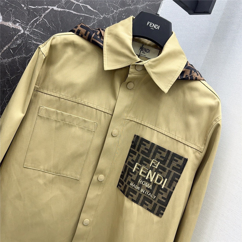fendi Maillard patchwork double F hooded shirt jacket