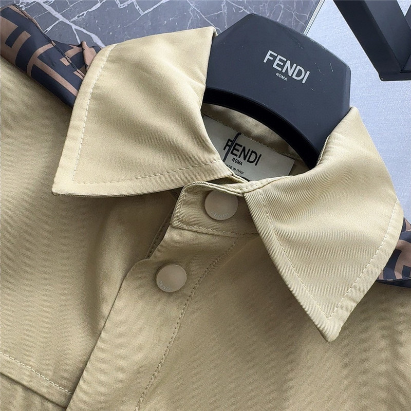 fendi Maillard patchwork double F hooded shirt jacket