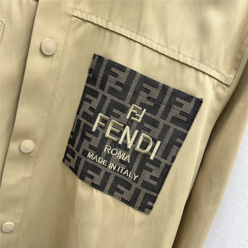 fendi Maillard patchwork double F hooded shirt jacket