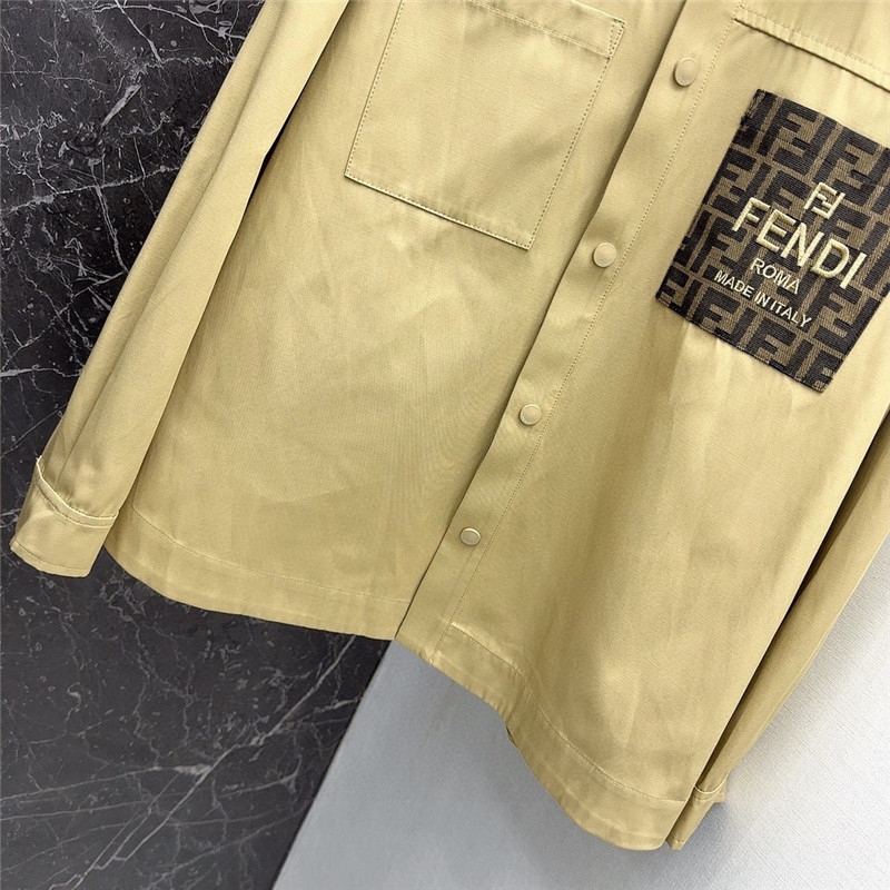 fendi Maillard patchwork double F hooded shirt jacket