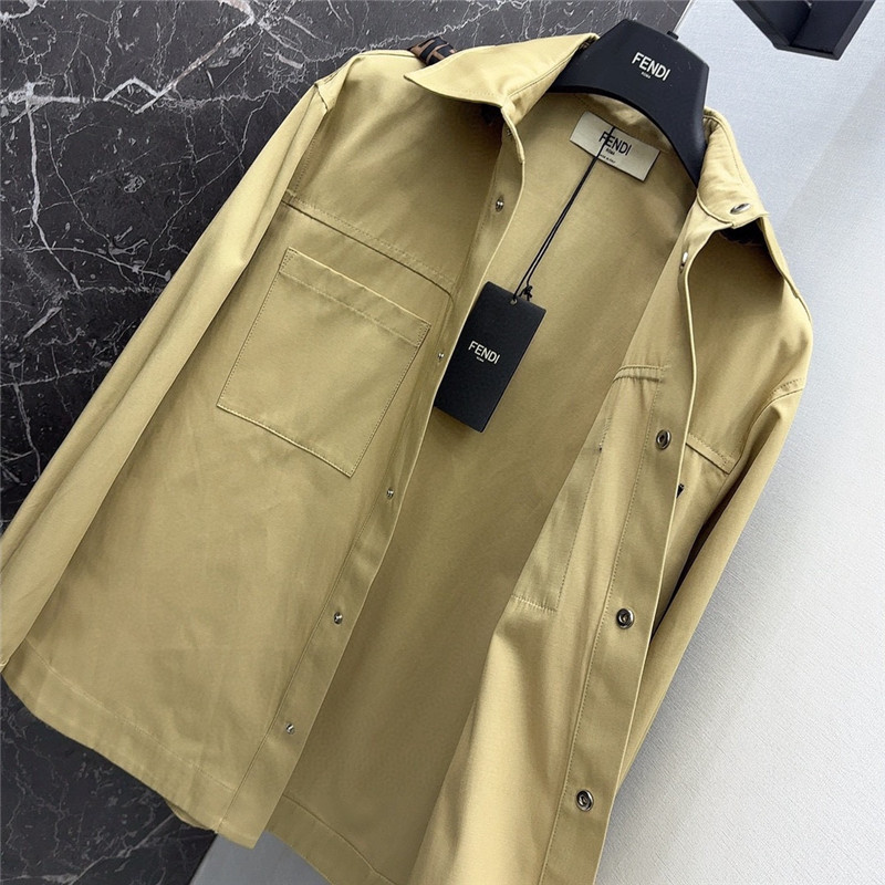 fendi Maillard patchwork double F hooded shirt jacket