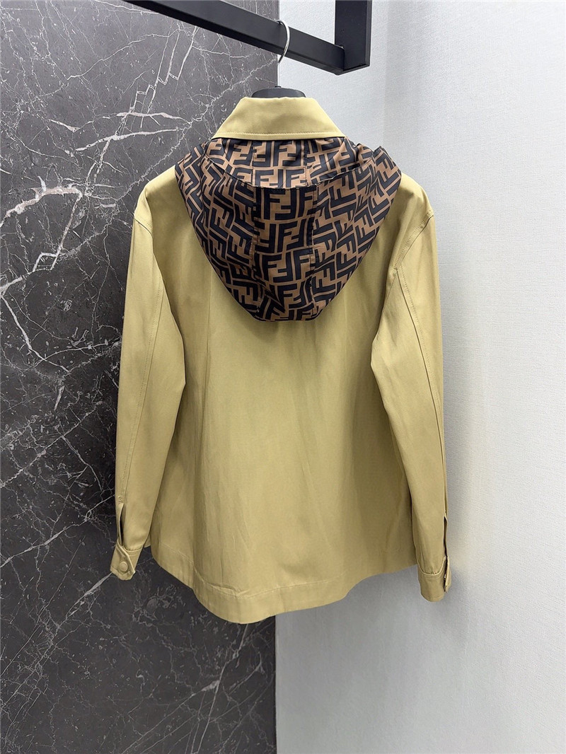 fendi Maillard patchwork double F hooded shirt jacket