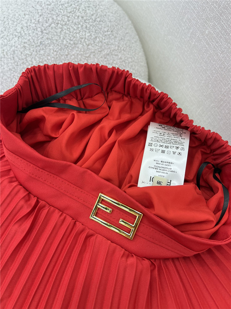 F**di patchwork lace long pleated skirt