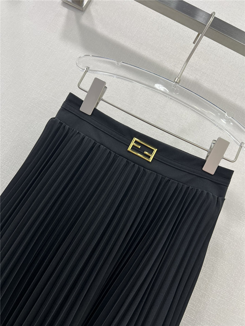 F**di patchwork lace long pleated skirt