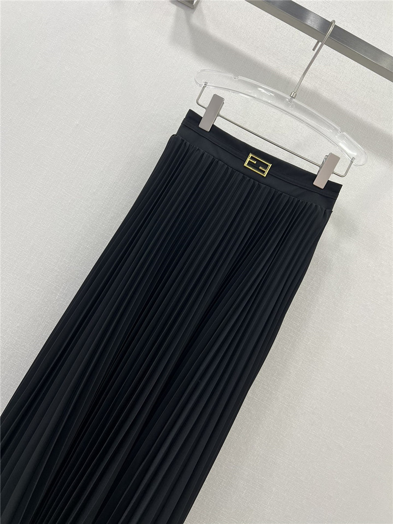 F**di patchwork lace long pleated skirt