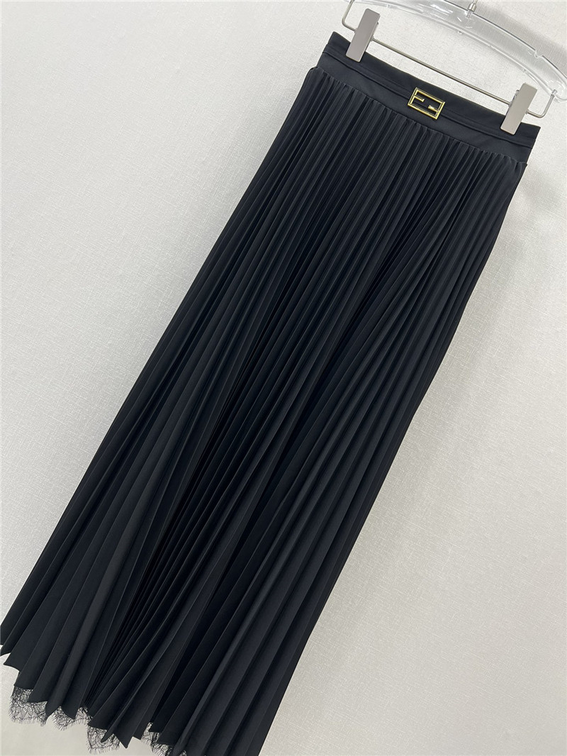 F**di patchwork lace long pleated skirt