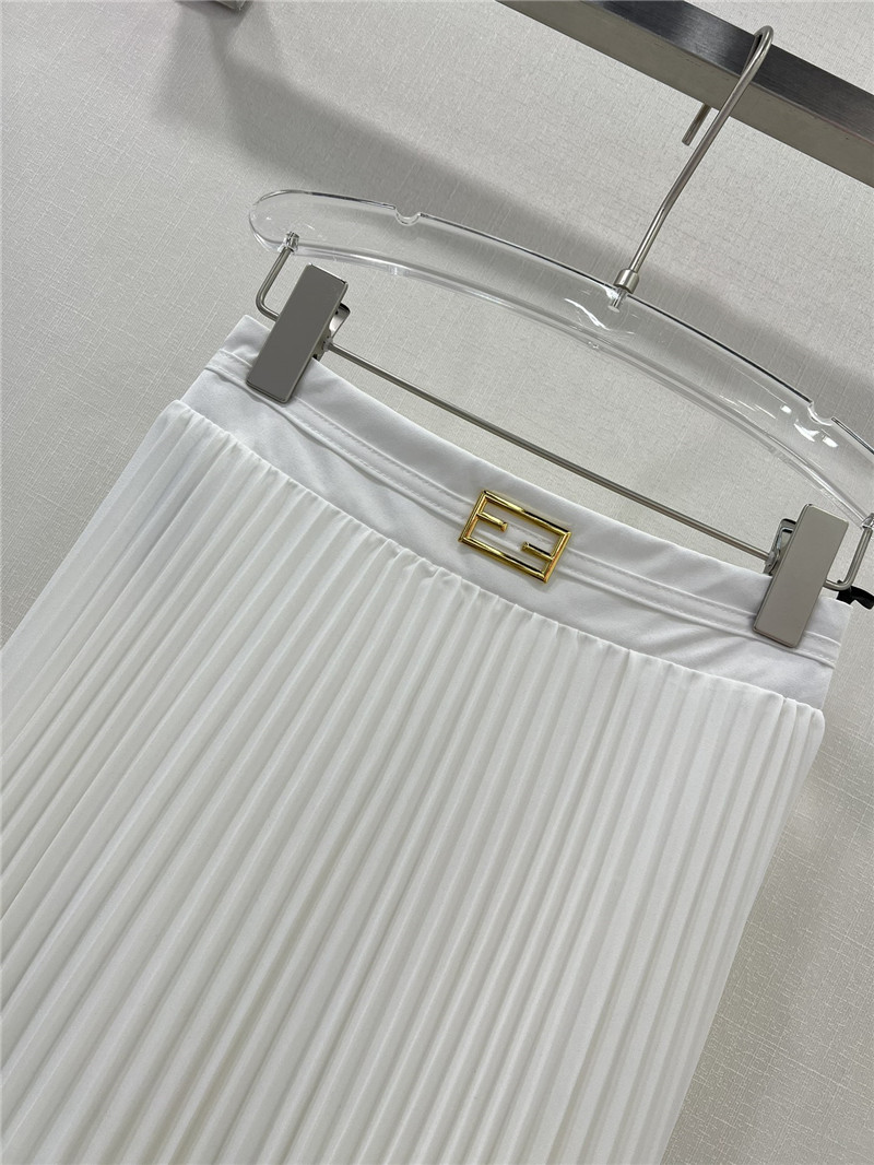 F**di patchwork lace long pleated skirt