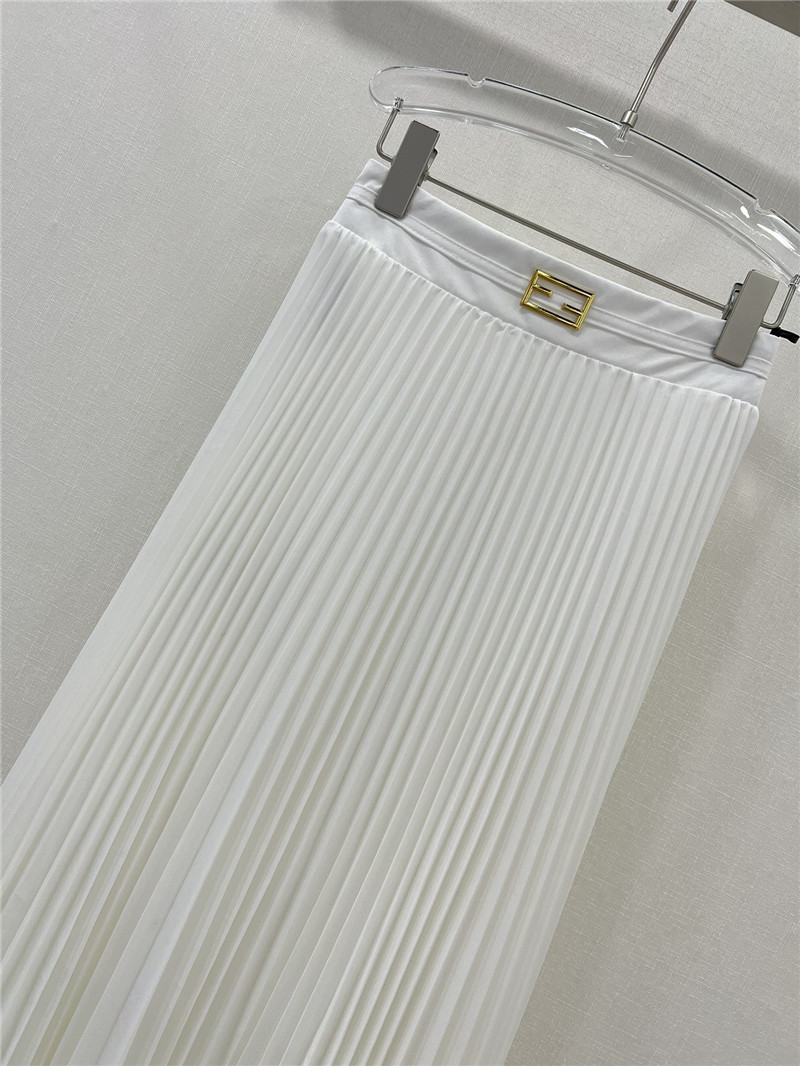 F**di patchwork lace long pleated skirt