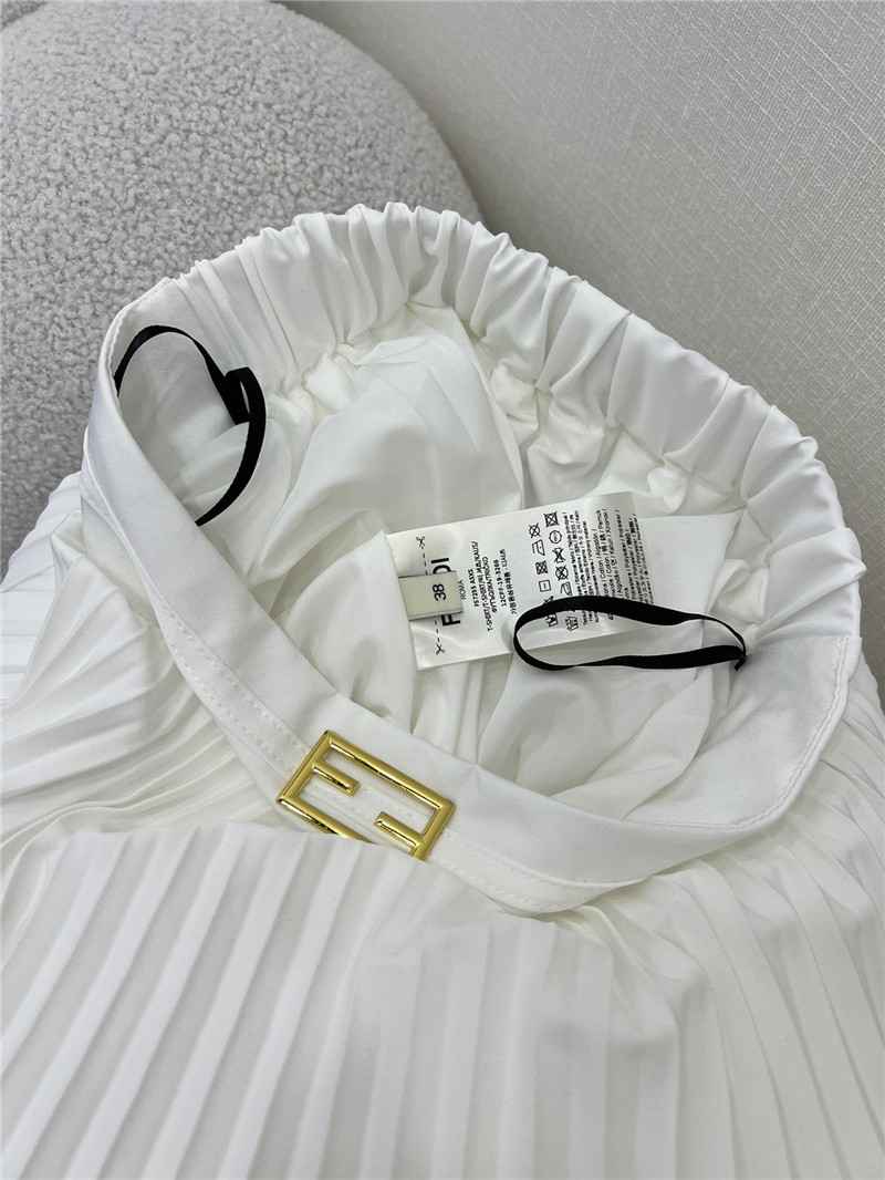 F**di patchwork lace long pleated skirt