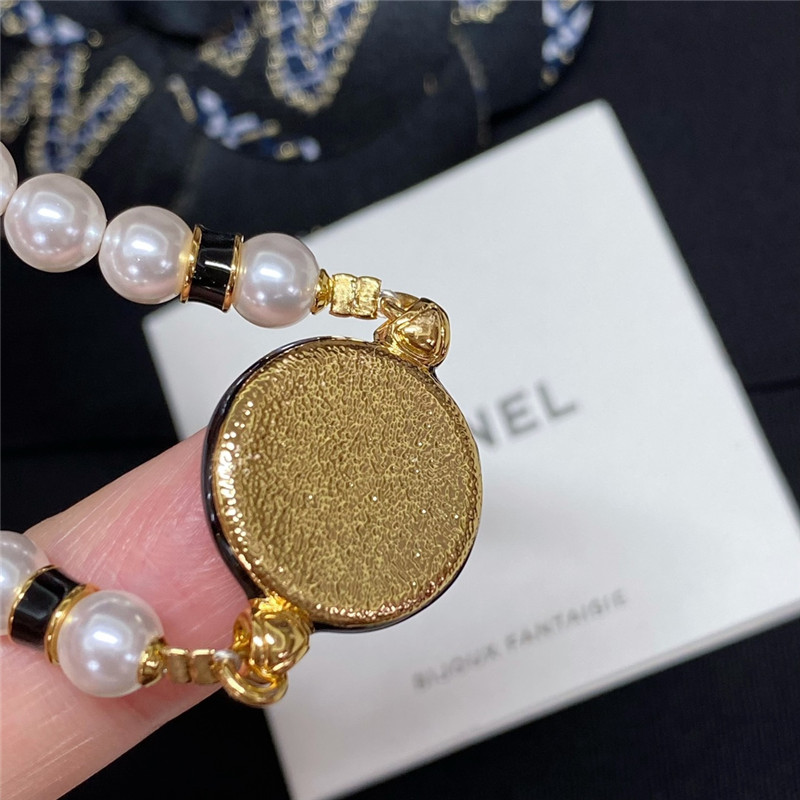 Ch**el black and white button pearl bracelet