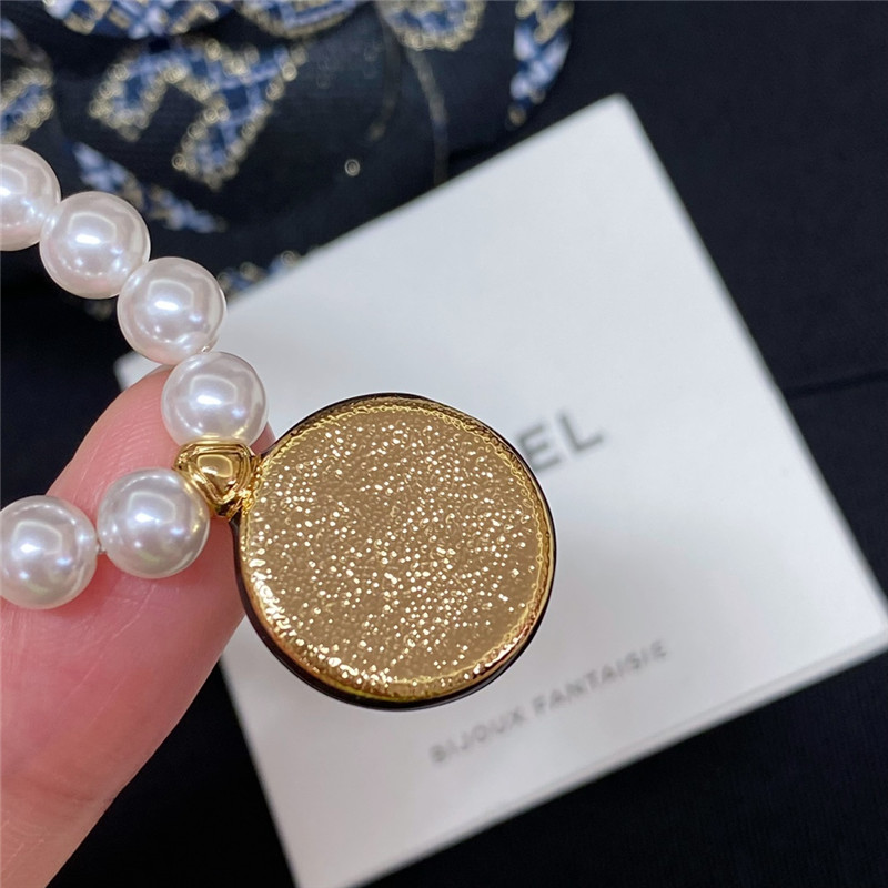 Ch**el black and white button pearl necklace