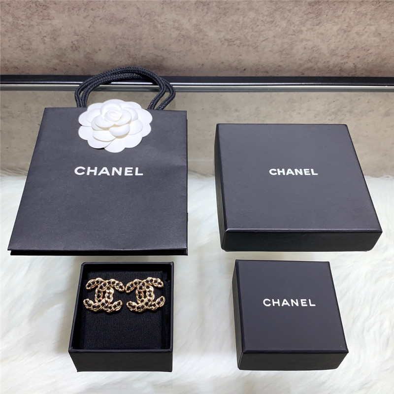 Chanel black leather earrings